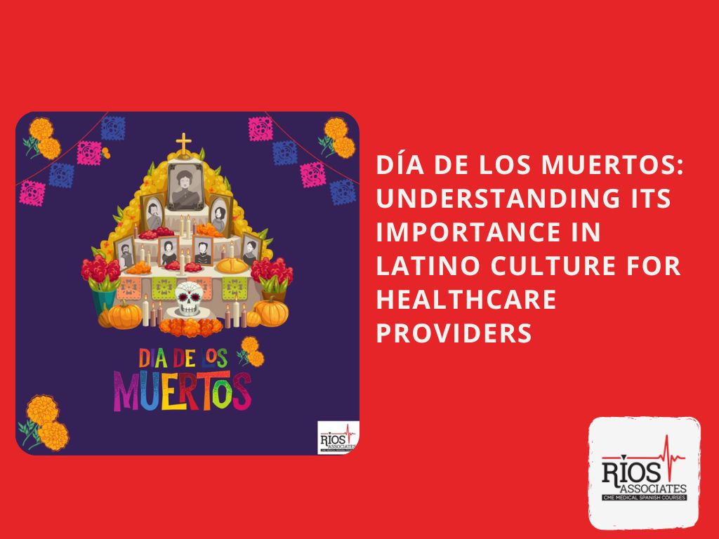 A red background with the words " dia de los muertos understanding importance in latino culture."